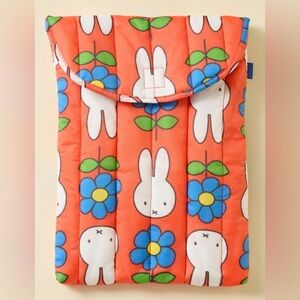 BAGGU X MIFFY Orange Floral Quilted Puffy 13/14” Laptop Sleeve NEW NWT